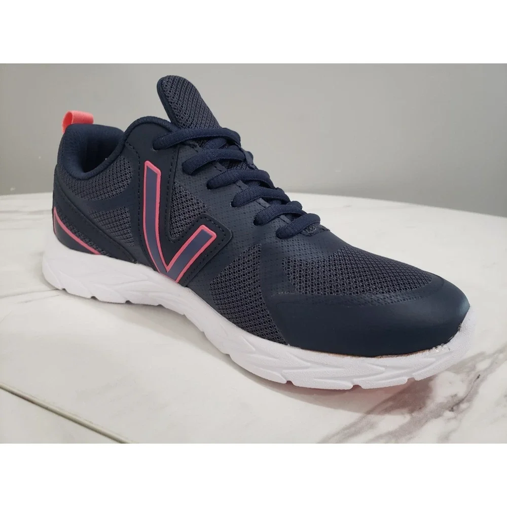 Vionic Miles II Womens Athletic Sneakers Walking Shoes Navy Pink Size 5 WIDE NEW